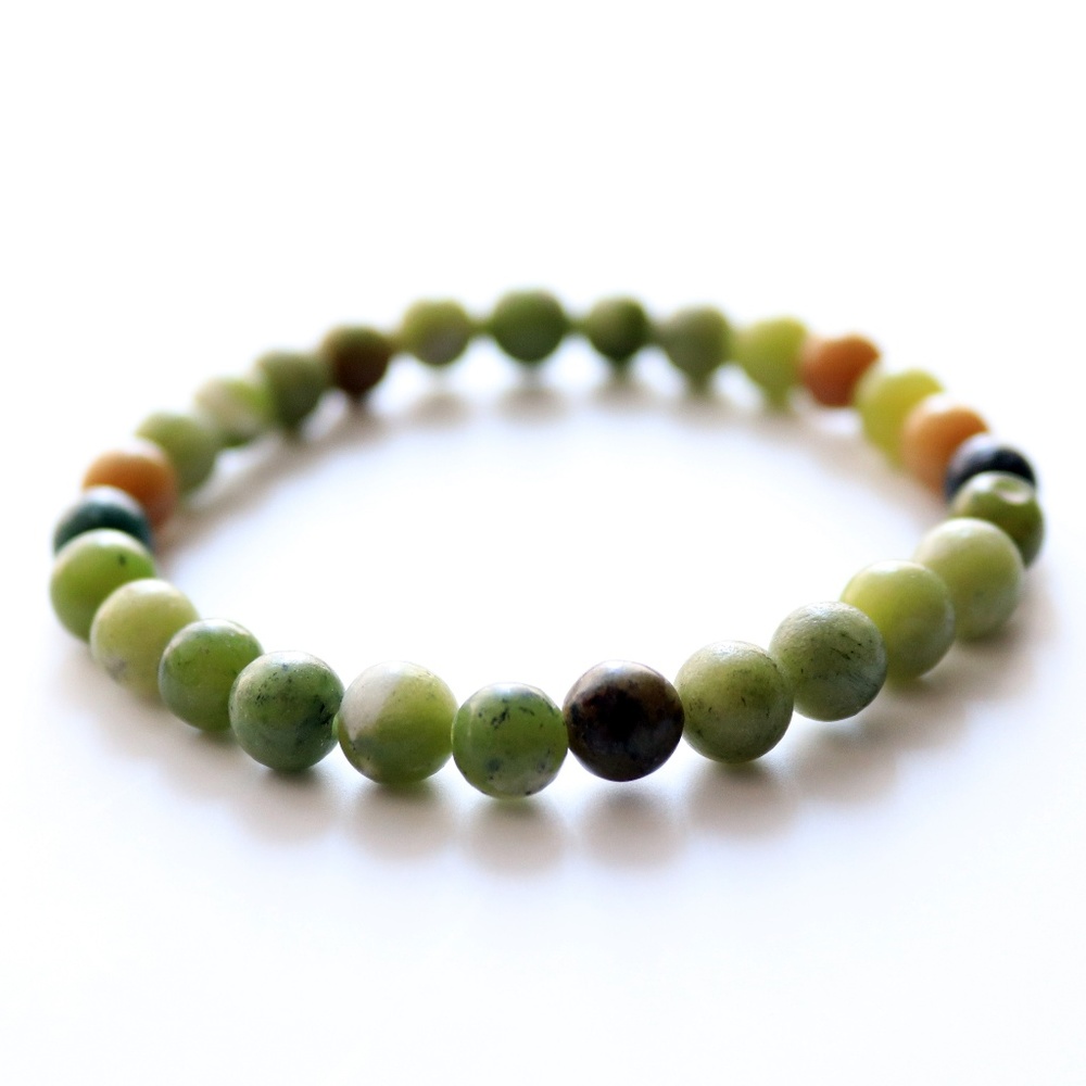 Handmade Green Serpentine Gemstone Bracelet